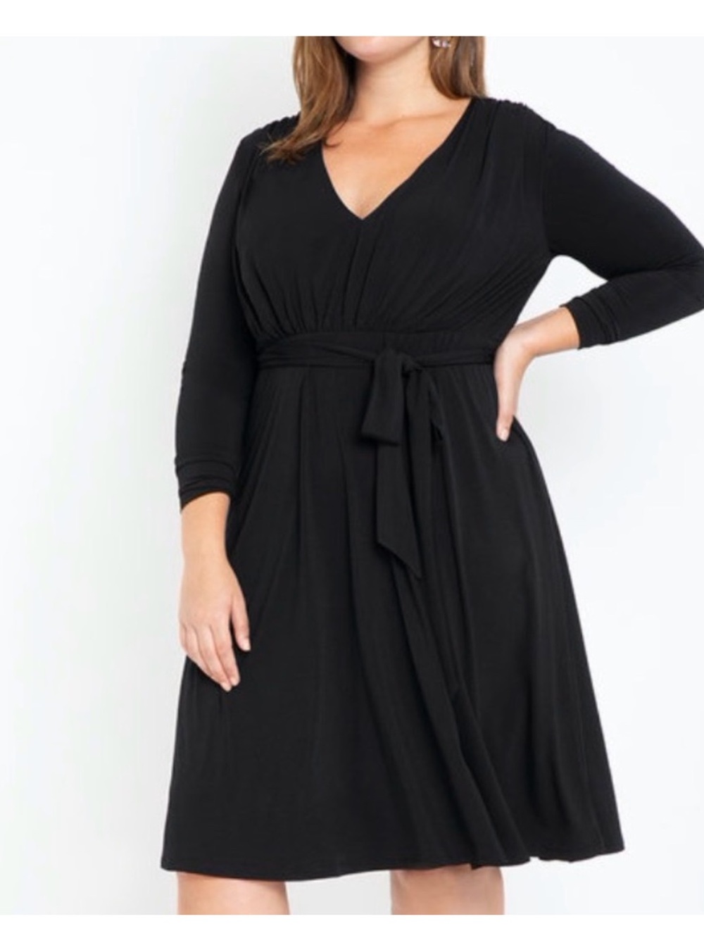 Eloquii Gathered Waist V-Neck Dress